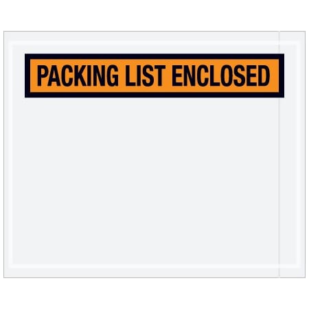 Bsc Preferred 4-1/2 x 5-1/2'' Orange Panel-Face ''Packing List Enclosed'' Envelopes, 1000PK BUY00024579